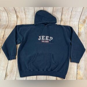 Vintage Jeep Blue Hoodie Sweatshirt Size XL Faded Distressed